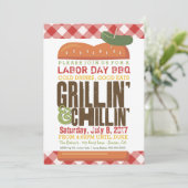 Grillen am Arbeitstag, Barbecue im Hinterhof, GRIL Einladung (Stehend Vorderseite)