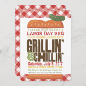 Grillen am Arbeitstag, Barbecue im Hinterhof, GRIL Einladung (Vorne/Hinten)