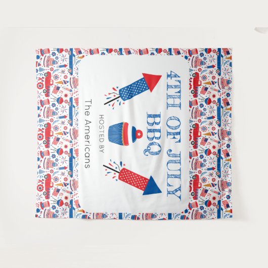 Grillen American Tapestry Backdrop 4. Juli Wandteppich (Vorderseite (Horizontal))