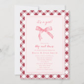 GRILLEN and Bows Gingham Girl Baby Shower Einladun Einladung (Vorderseite)