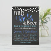 GRILLEN Baby and Beer Chalkboard Boy Shower Einlad Einladung (Stehend Vorderseite)