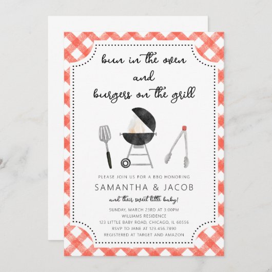 Grillen Baby Duwer Einladung (Vorne/Hinten)