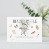 Grillen Baby-Q Baby Diaper Raffle Einladung (Stehend Vorderseite)
