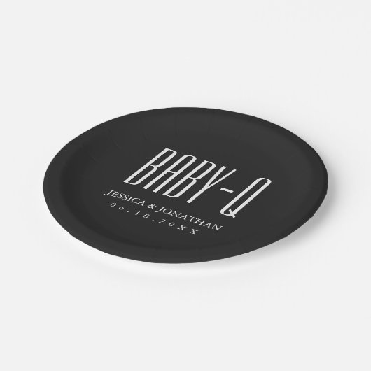 GRILLEN Baby Q Backyard Babydusche Barbeque Pappteller (Schrägansicht)