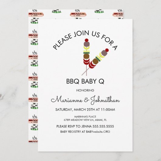 Grillen Baby Q Kabobs Einladung (Vorne/Hinten)