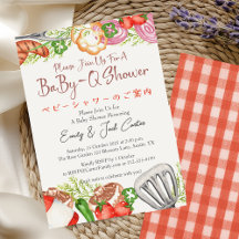 GRILLEN Baby Shower BabyQ Food Red Gingham Rustic
