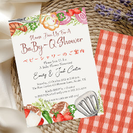 GRILLEN Baby Shower BabyQ Food Red Gingham Rustic Einladung