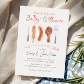 GRILLEN Baby Shower BabyQ Grilling Utensil Red Gin Einladung