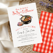 GRILLEN Baby Shower BabyQ Pun Red Gingham Rustic Einladung