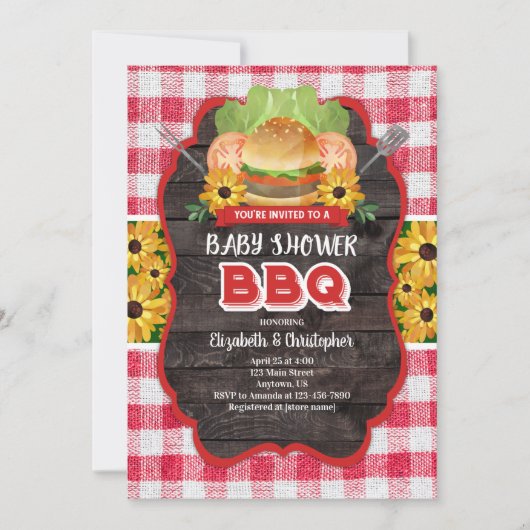 GRILLEN Baby Shower Barbecue Einladung (Vorderseite)