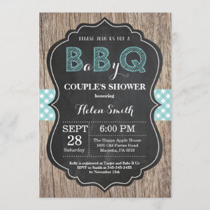 GRILLEN Baby Shower Einladung Baby Q Backyard Aqua