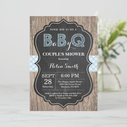 GRILLEN Baby Shower Einladung Baby Q Backyard Boy (Stehend Vorderseite)