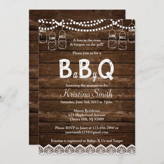 GRILLEN Baby Shower Einladung - Babyq Babydusche (Vorne/Hinten)