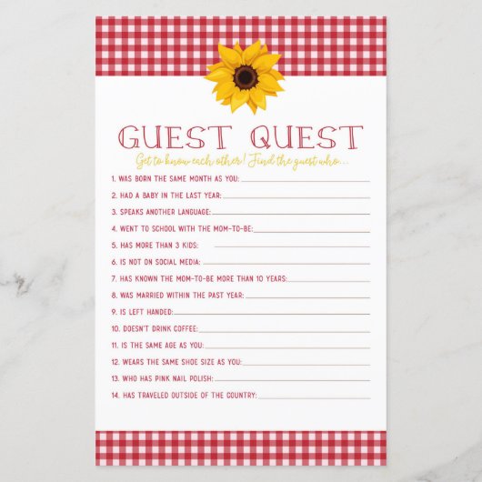 GRILLEN Baby Shower Games, die Mama kennen, Guest (Rückseite)