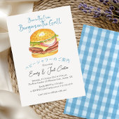 GRILLEN Baby Shower Grill Burger Rustic Blue Gingh Einladung