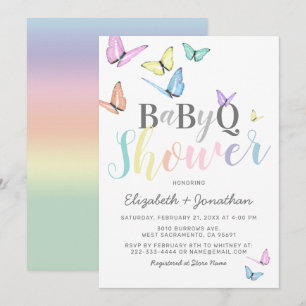 GRILLEN Baby Shower Pastel Rainbows Barbecue Einladung