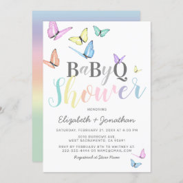 GRILLEN Baby Shower | Pastel Rainbows Barbecue Einladung