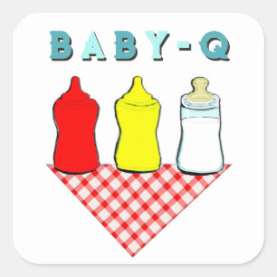 GRILLEN Baby Shower Quadratischer Aufkleber