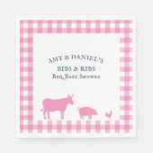 GRILLEN Baby Shower Ribs n Bibs Rustikal Pink Serviette (Vorderseite)
