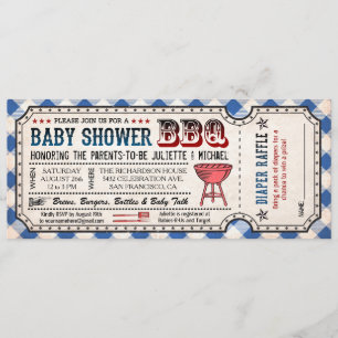 GRILLEN Baby Shower Ticket Diaper Einladungen