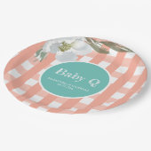 GRILLEN Baby Shower Watercolor Blume Paper Plate Pappteller (Schrägansicht)