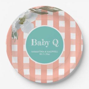 GRILLEN Baby Shower Watercolor Blume Paper Plate Pappteller