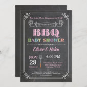 GRILLEN Babydusche Einladung Pink (Vorne/Hinten)