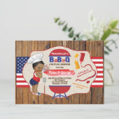 GRILLEN BaByQ Babydusche 4. Juli Einladung (Stehend Vorderseite)