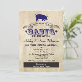 GRILLEN BABYQ Barbecue Blue Boy Einladung (Stehend Vorderseite)