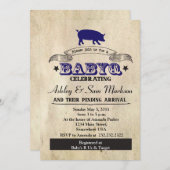 GRILLEN BABYQ Barbecue Blue Boy Einladung (Vorne/Hinten)