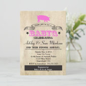 GRILLEN BABYQ Barbecue PINK Einladung (Stehend Vorderseite)