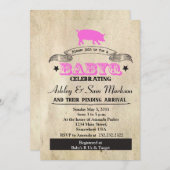 GRILLEN BABYQ Barbecue PINK Einladung (Vorne/Hinten)