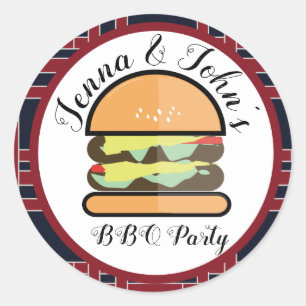 GRILLEN Barbecue Baby Q Birthday Baby Dusche Runder Aufkleber