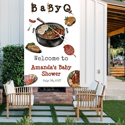 GRILLEN Barbecue Backyard Party Baby Shower BabyQ Banner
