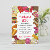 Grillen Barbecue Cookout Picnic Barbeque Einladung (Stehend Vorderseite)