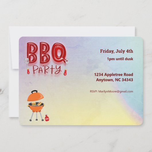 GRILLEN Barbecue Party Anpassbare Sommer Einladung (Vorderseite)