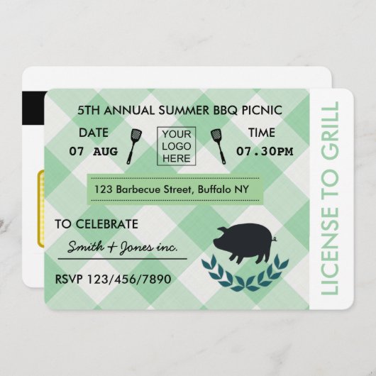 Grillen Barbecue Picnic Party Einladung (Vorne/Hinten)