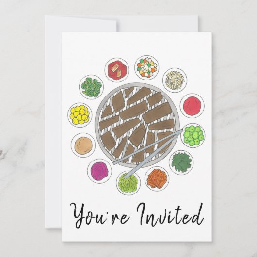 Grillen Barbecue Roast Bulgogi Banchan Food Einladung (Vorderseite)