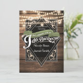 Grillen BARBECUE Rustikale Verlobung Holz und Lich Einladung (Stehend Vorderseite)