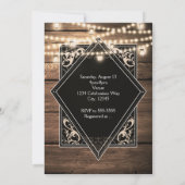 Grillen BARBECUE Rustikale Verlobung Holz und Lich Einladung (Rückseite)