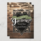 Grillen BARBECUE Rustikale Verlobung Holz und Lich Einladung (Vorne/Hinten)