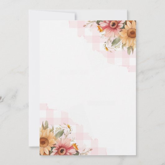 GRILLEN Barbecue Sonnenblume Rustikale Paare Kinde Einladung (Rückseite)