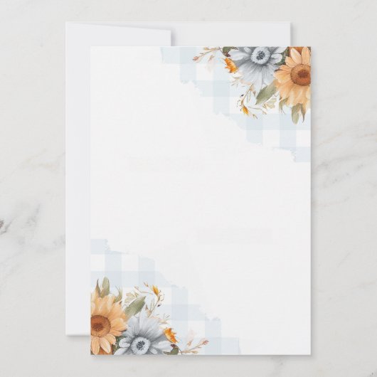 GRILLEN Barbecue Sonnenblume Rustikale Paare Kinde Einladung (Rückseite)