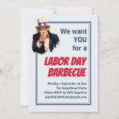 GRILLEN BARBECUE Uncle Sam Customized Einladung (Vorderseite)