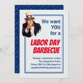 GRILLEN BARBECUE Uncle Sam Customized Einladung (Vorne/Hinten)
