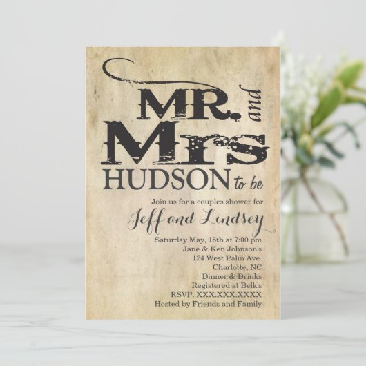 GRILLEN BBG COUPles: Duscheinladung Einladung (Stehend Vorderseite)