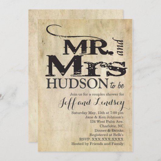 GRILLEN BBG COUPles: Duscheinladung Einladung (Vorne/Hinten)