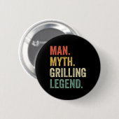 Grillen Bbq Lustiger Mann Mythos Grill-Legende Vat Button (Vorne & Hinten)