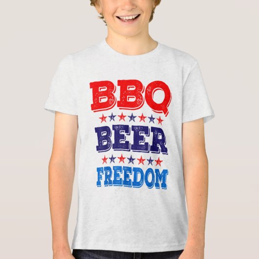 Grillen Beer Freedom America Party 4. Juli 2010 Tri-Blend Shirt (Vorderseite)