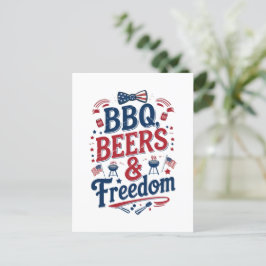 GRILLEN, Beers & Freedom - Retro 4. Juli Vibes Feiertagspostkarte